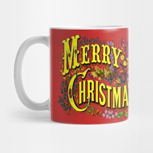 Vintage Style Merry Christmas Holiday Greeting Vector Art Mug